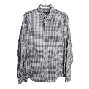 John Varvatos Star USA Men Shirt L Brown Roll Up Sleeve Scotch Luxe Plaid Button